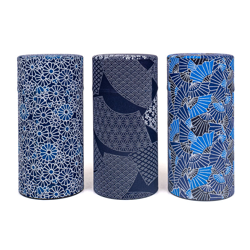 Coffret Trois Boîtes à Thé Japonaises Indigo