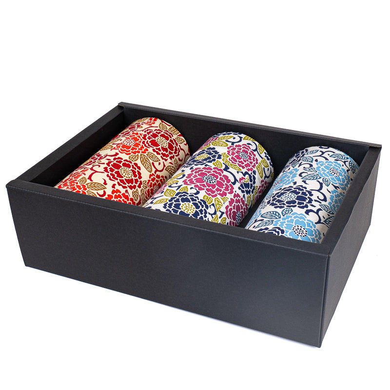 Coffret Trois Boîtes à Thé Washi Fleuri