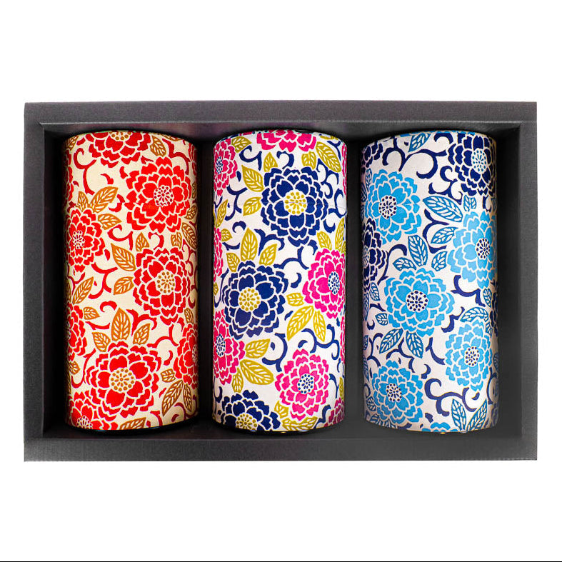 Coffret Trois Boîtes à Thé Washi Fleuri