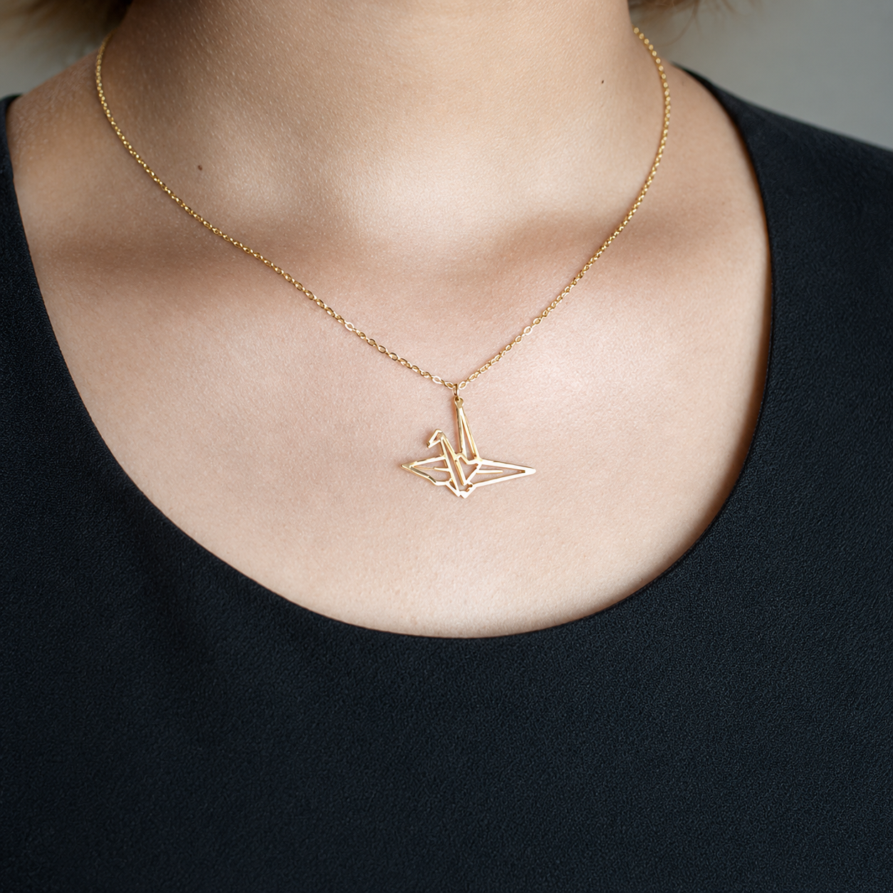 Collier Japonais Grue Dorée