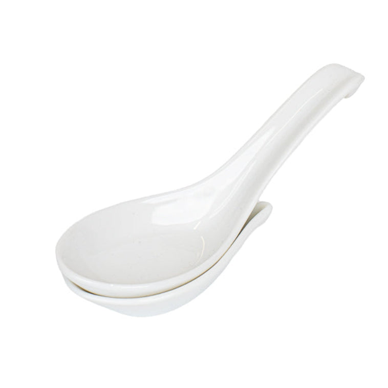 Cuillère à Ramen Japonaise Blanche avec Support