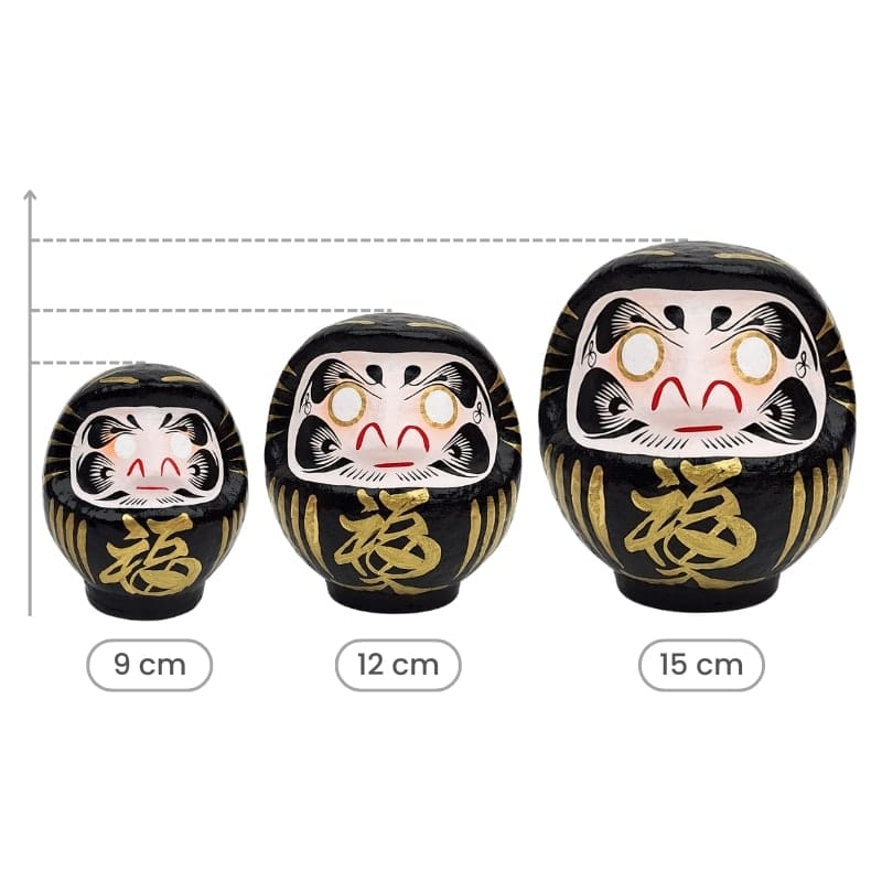 Daruma Japonais Noir - 9 à 15 cm