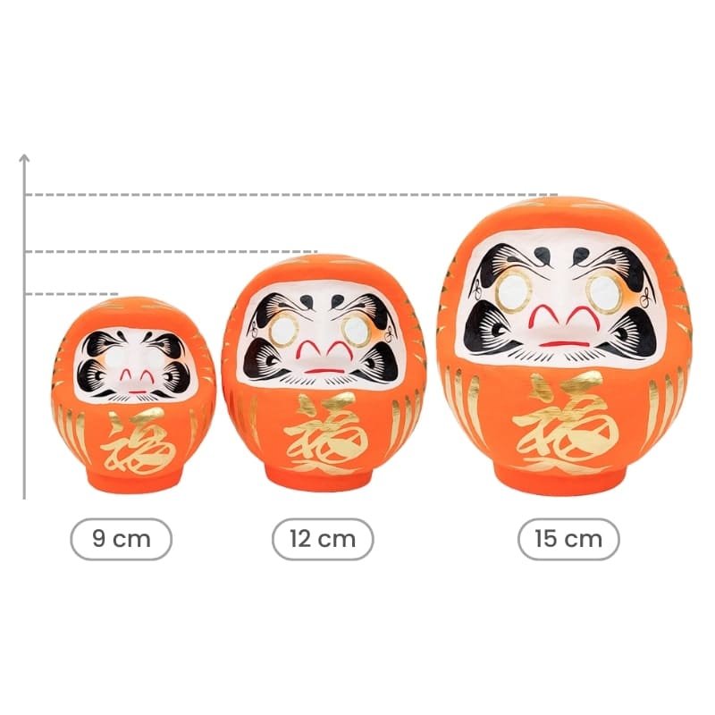 Daruma Japonais Orange - 9 à 15 cm