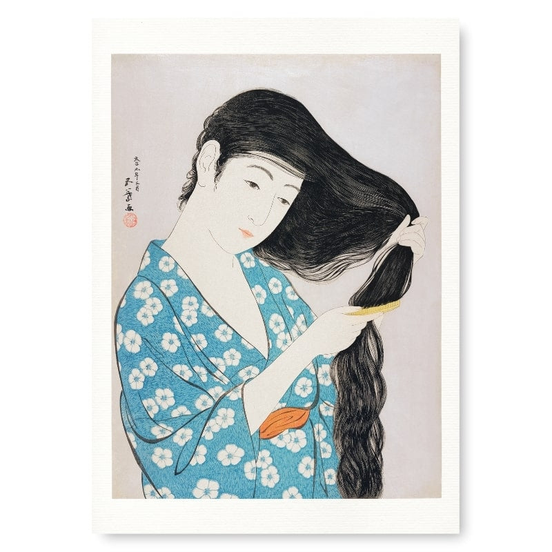 Estampe Japonaise Femme avec Peigne Univers du Japon