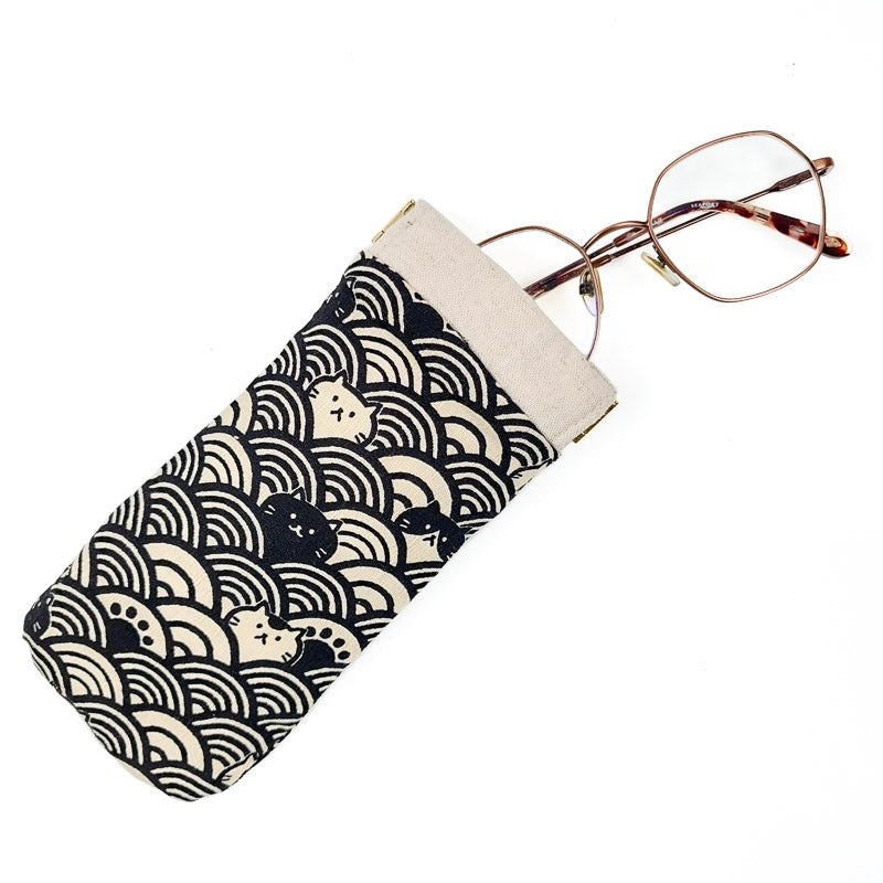 Etui à Lunettes Chat Seigaiha