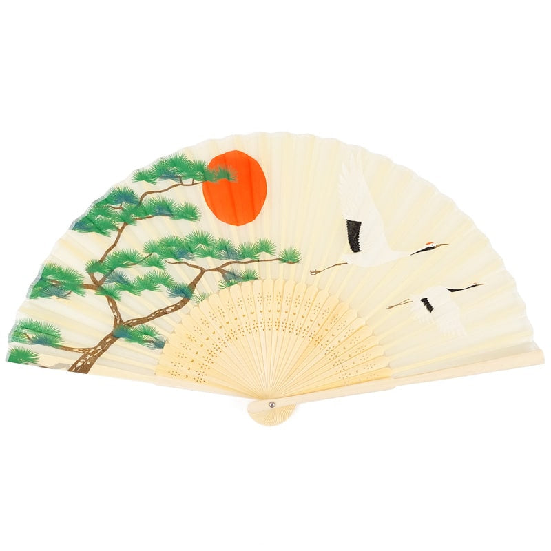 Éventail Japonais Grue & Pin