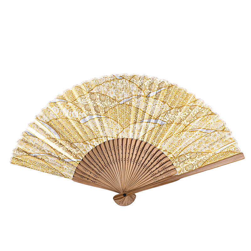 Éventail Japonais Mino Washi Doré