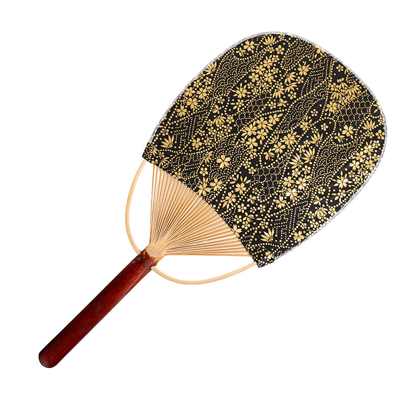 Éventail Japonais Uchiwa Washi Doré
