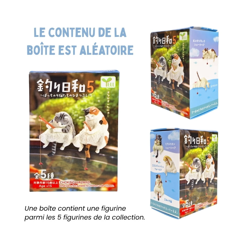 Figurine Gachapon Chat et Canne à Pêche