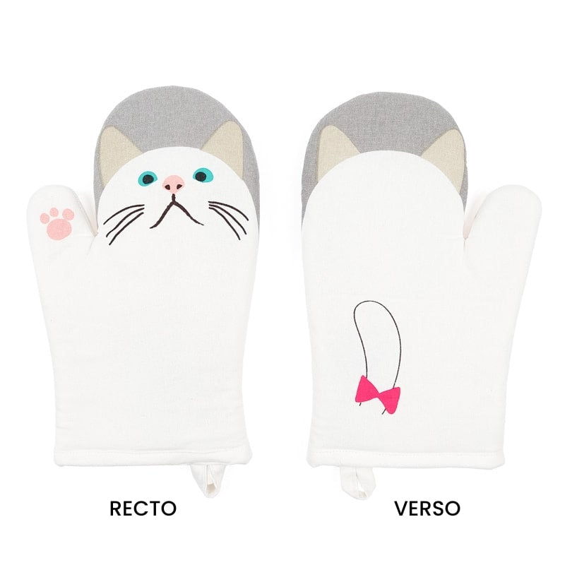Gant de Cuisine Chat Blanc