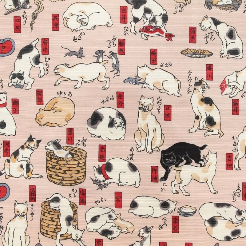 Grand Furoshiki Chats Japonais - 70x70 cm