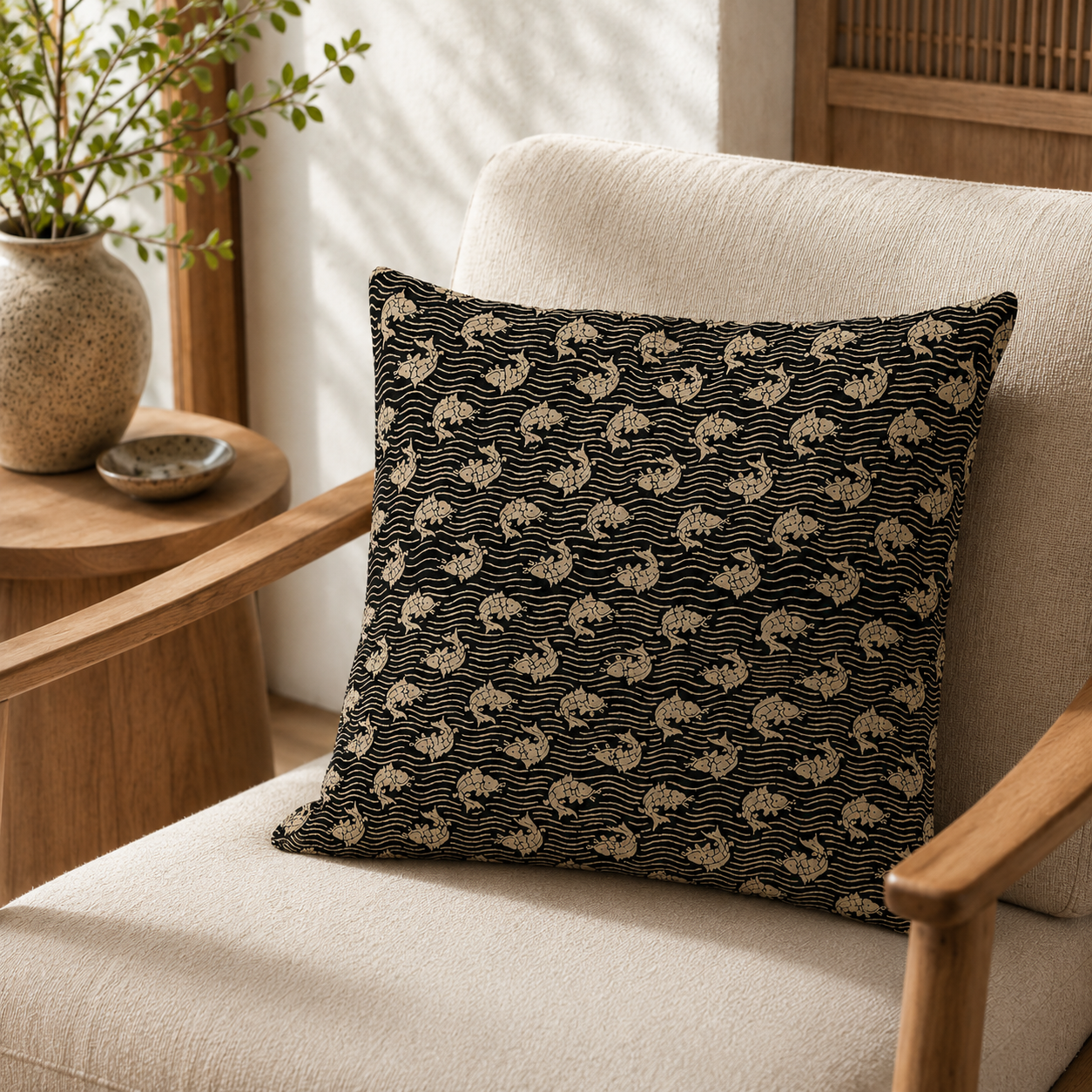 Housse de Coussin Japonais Motif Araiso
