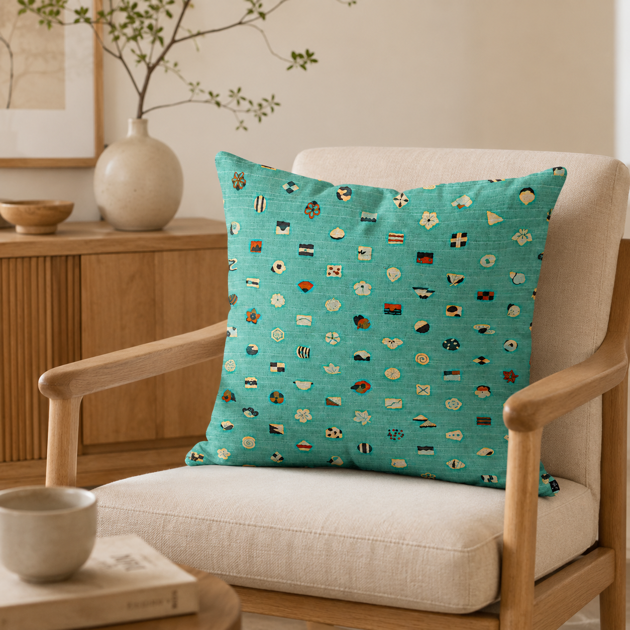 Housse de Coussin Japonais Motif Okashi