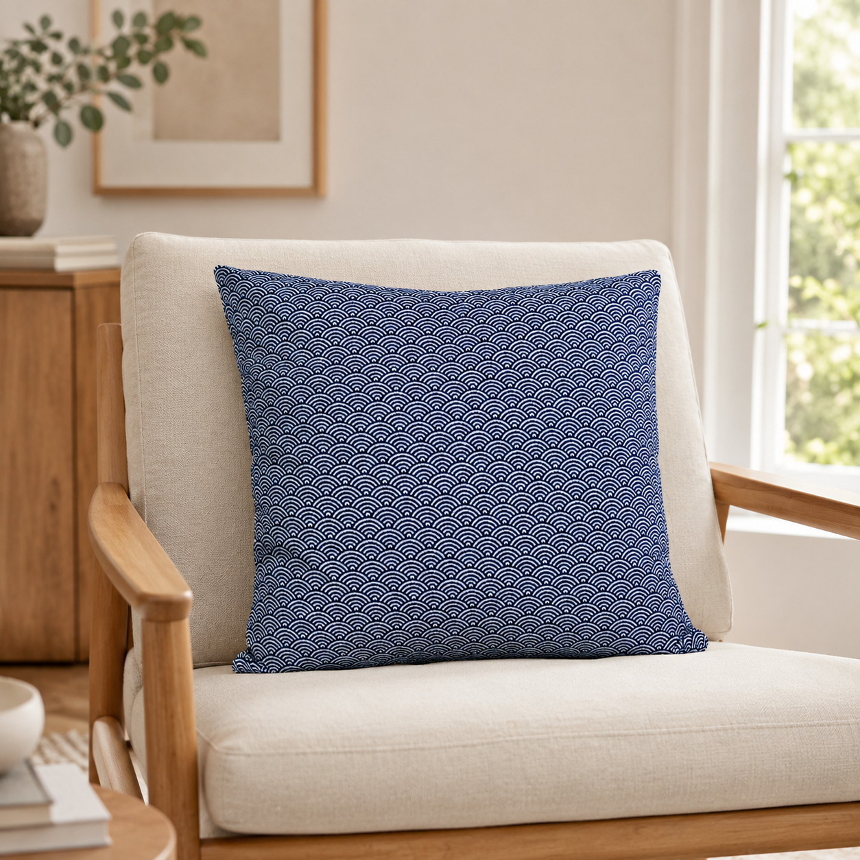 Housse de Coussin Japonais Motif Seigaiha