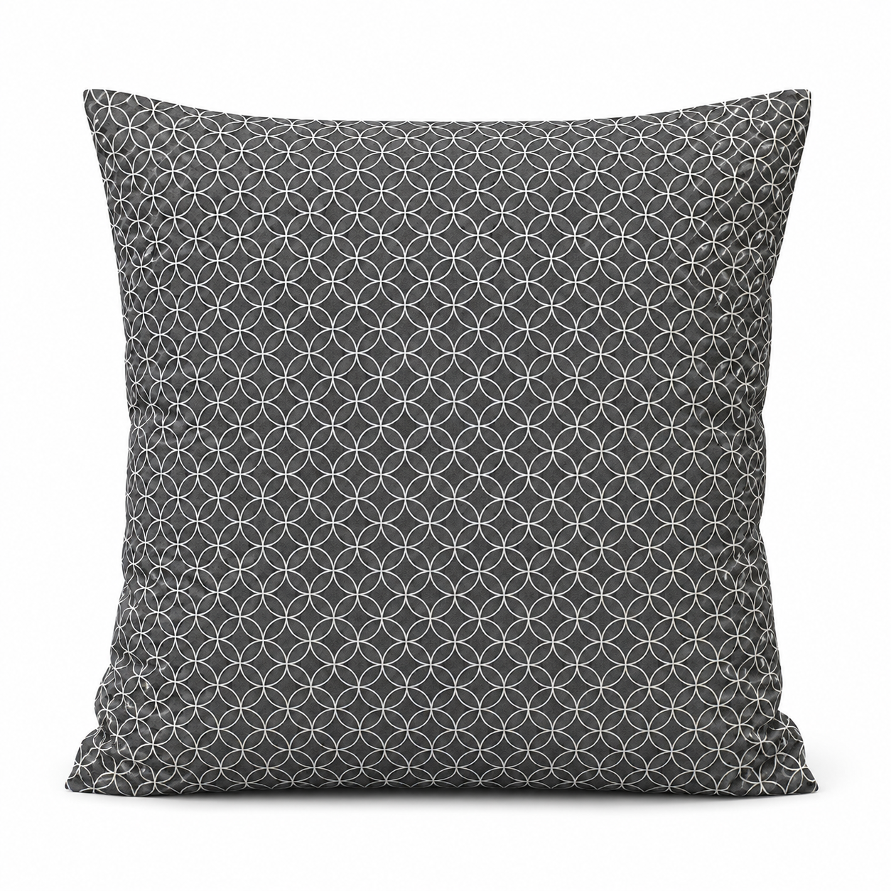 Housse de Coussin Japonais Motif Shippo Gris - 50x50 cm