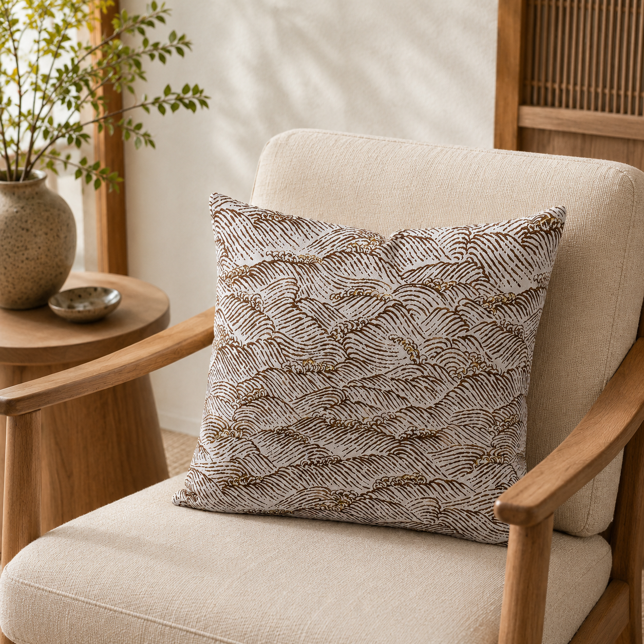 Housse de Coussin Japonais Motif Shiranami