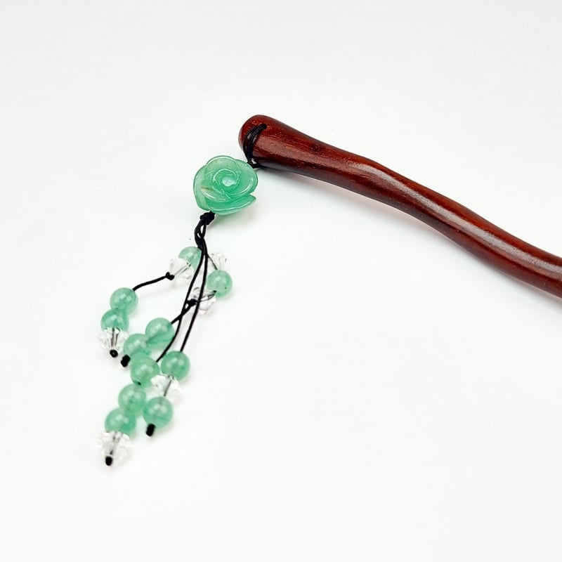 Kanzashi en Bois Fleur Turquoise