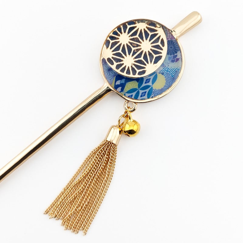 Kanzashi Japonais Asanoha Bleu