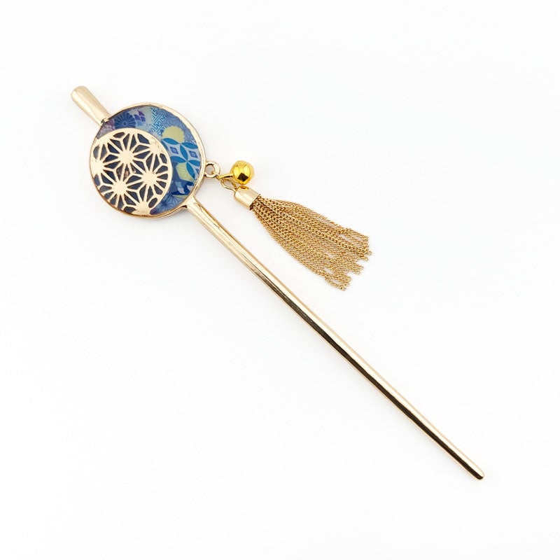Kanzashi Japonais Asanoha Bleu