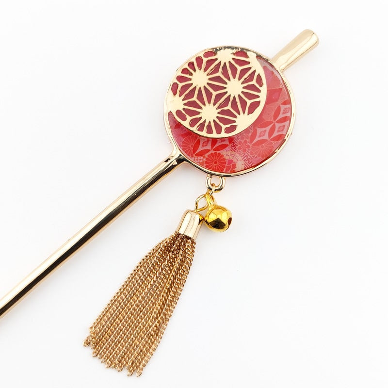 Kanzashi Japonais Asanoha Rouge
