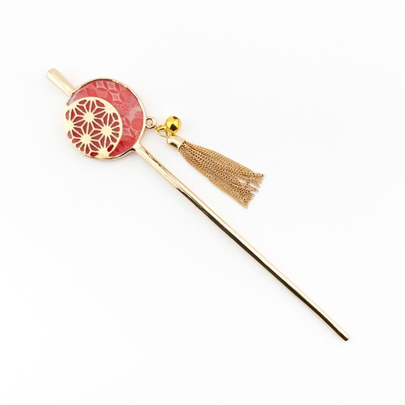 Kanzashi Japonais Asanoha Rouge
