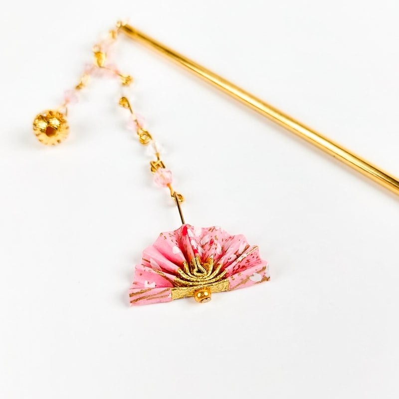Kanzashi Japonais Eventail Rose