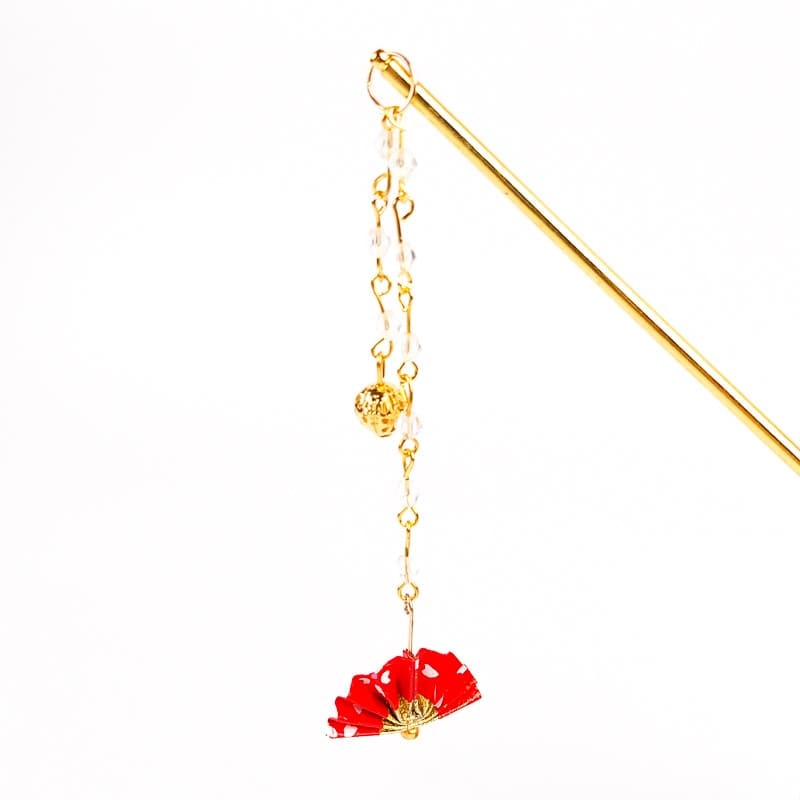 Kanzashi Japonais Eventail Rouge