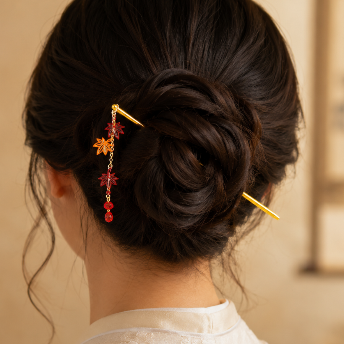 Kanzashi Japonais Feuilles Momiji