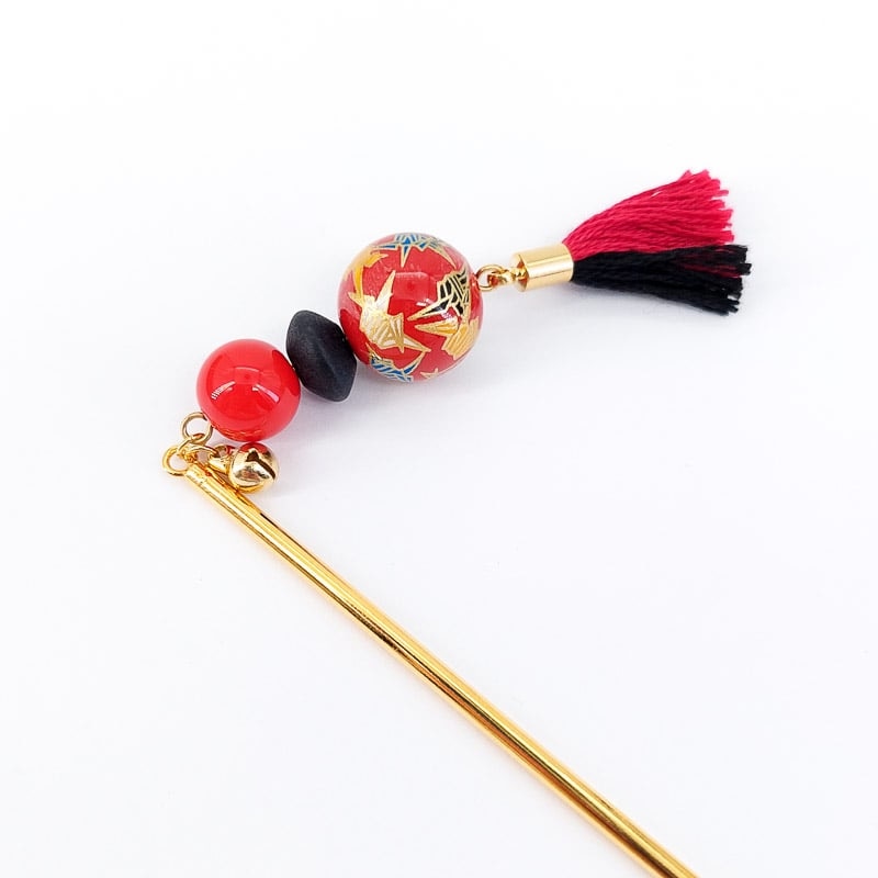 Kanzashi Japonais Grue Rouge