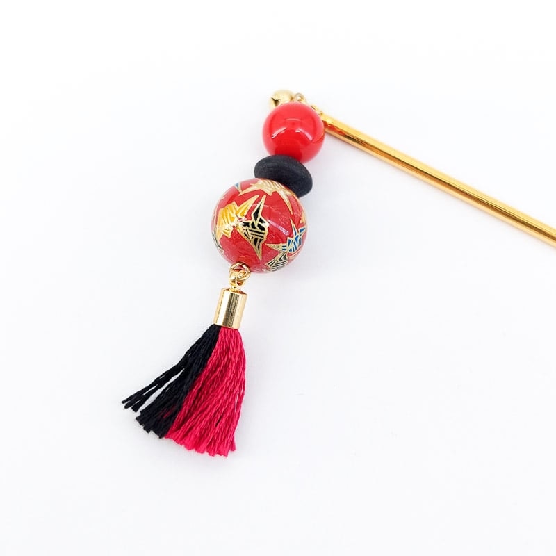 Kanzashi Japonais Grue Rouge