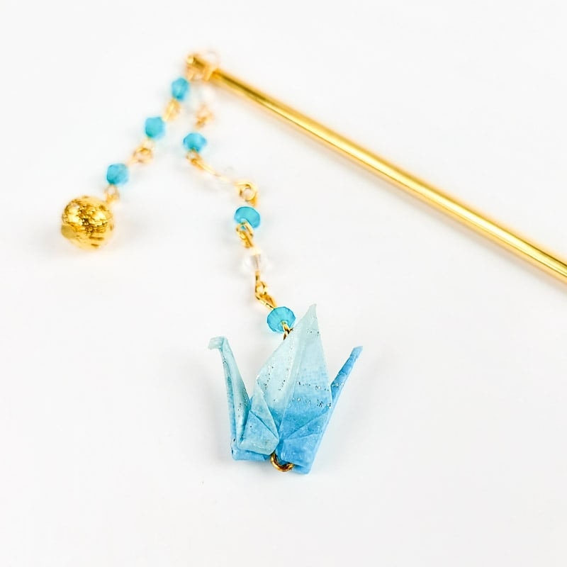 Kanzashi Japonais Origami Bleu