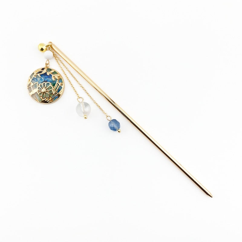 Kanzashi Japonais Temari Bleu