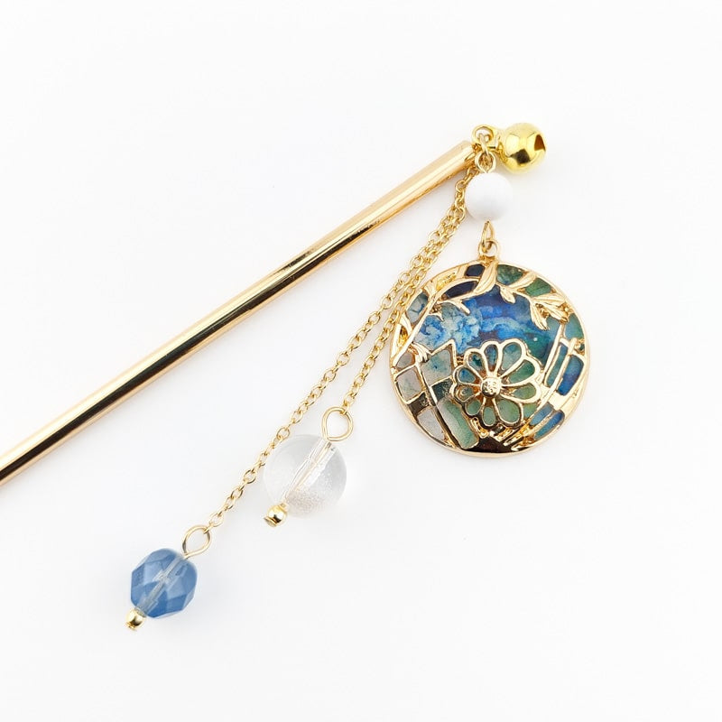 Kanzashi Japonais Temari Bleu