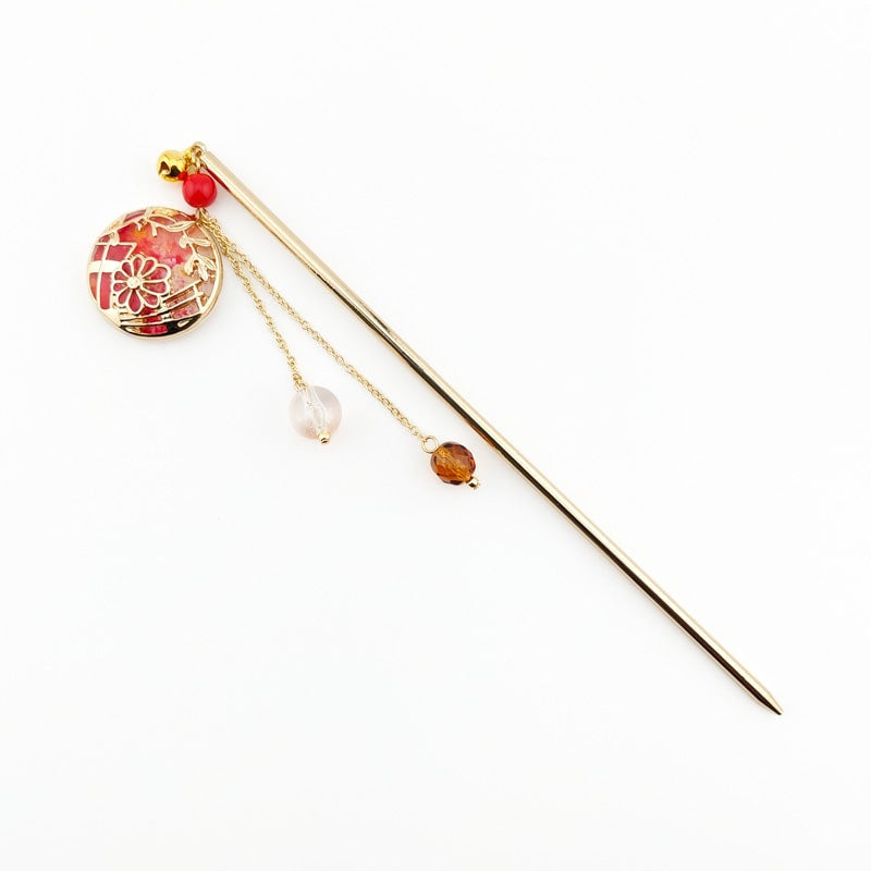 Kanzashi Japonais Temari Rouge