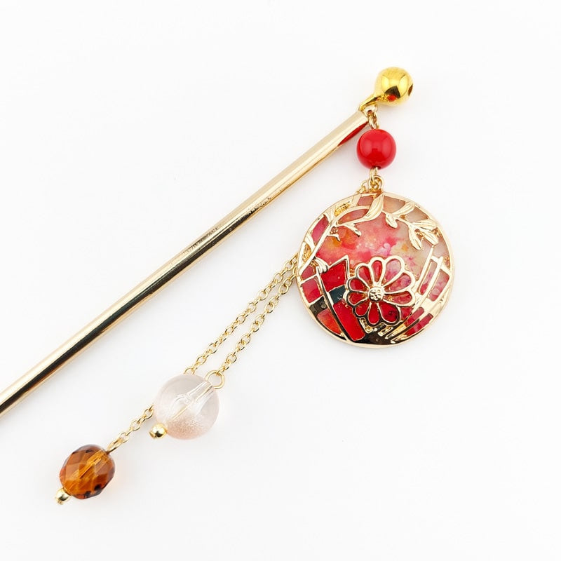 Kanzashi Japonais Temari Rouge