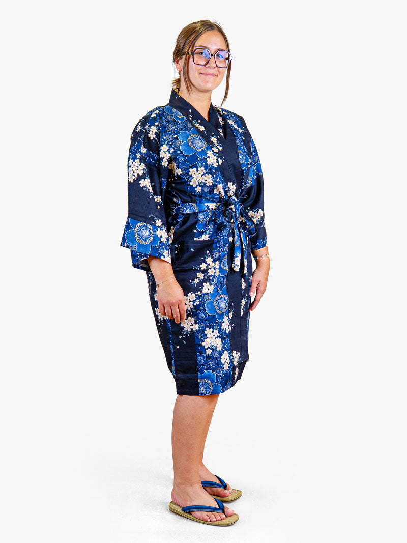 Kimono Happi Femme Bleu Sakura
