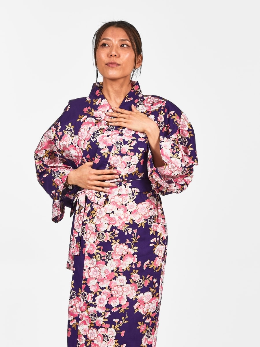 Kimono Happi Femme Fleur Sakura - Taille unique