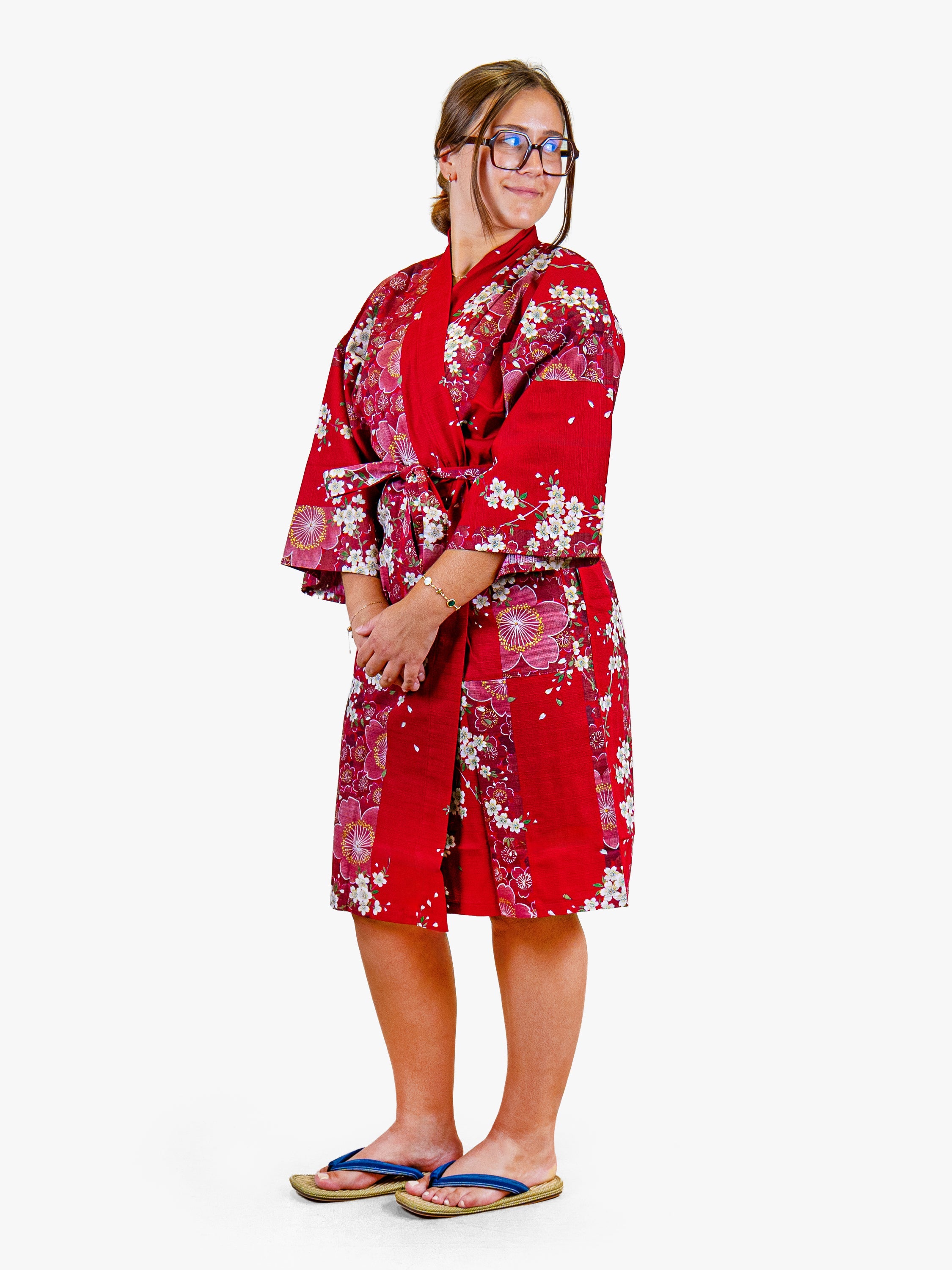 Kimono Happi Femme Rouge Sakura