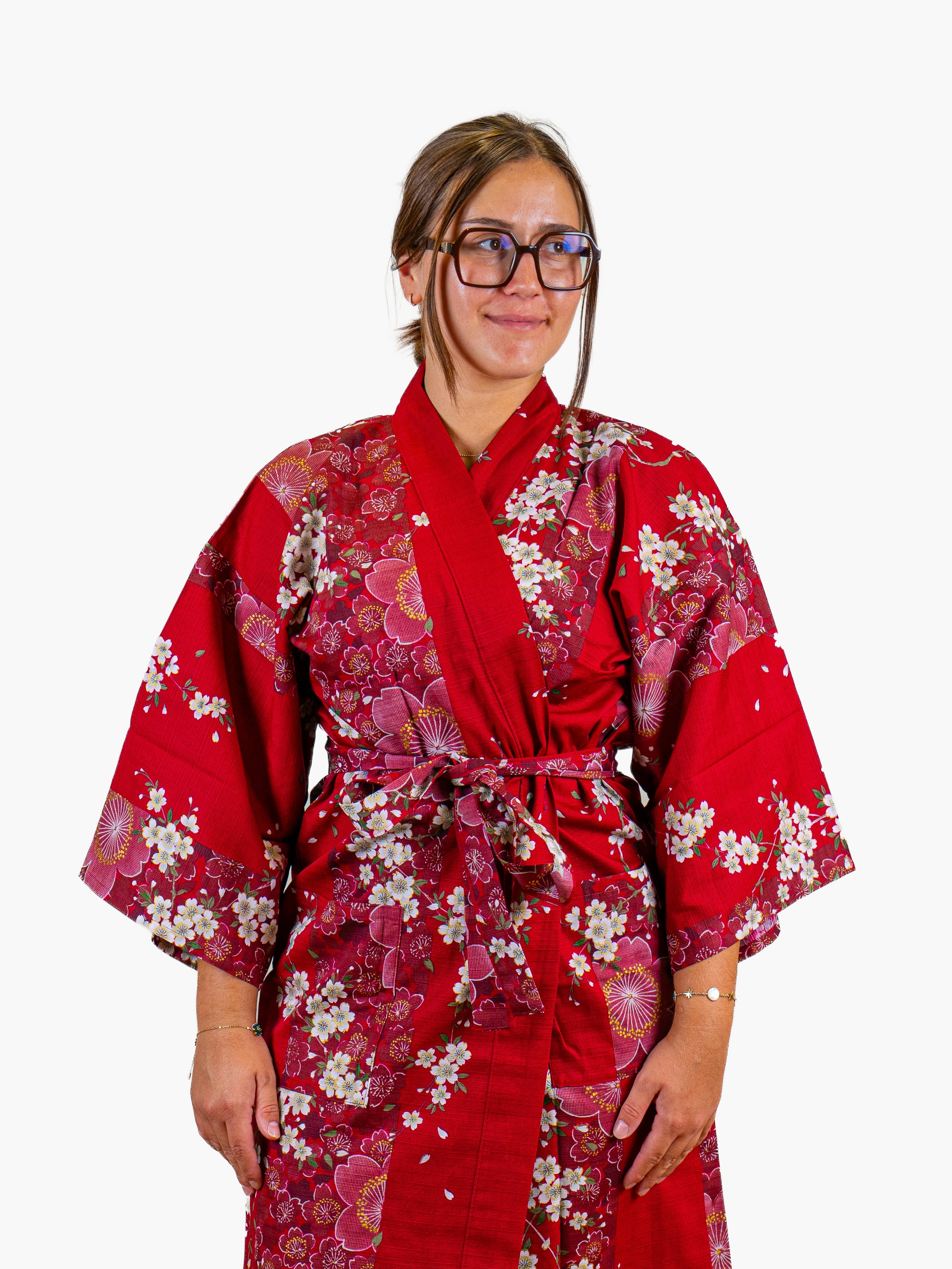 Kimono Happi Femme Rouge Sakura