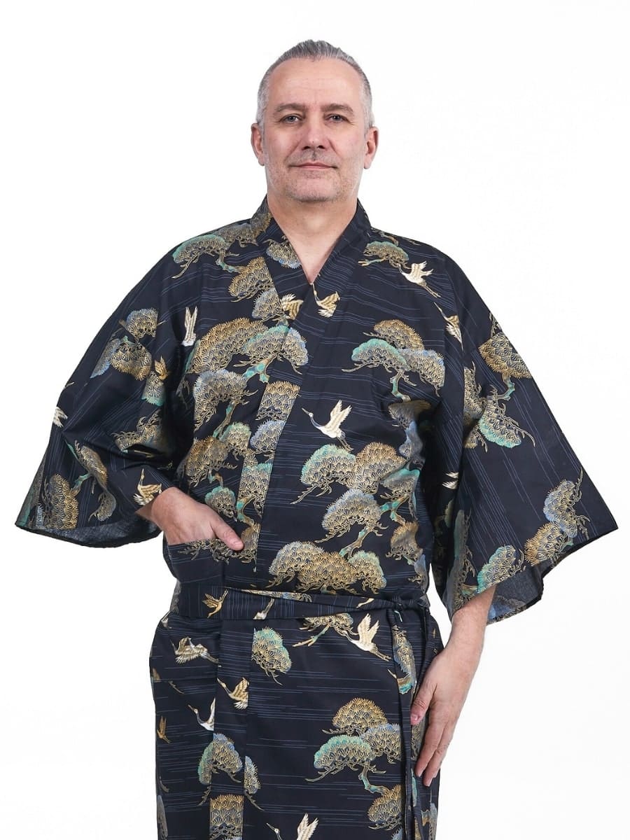 Kimono Happi Homme Grue & Pin - Taille unique