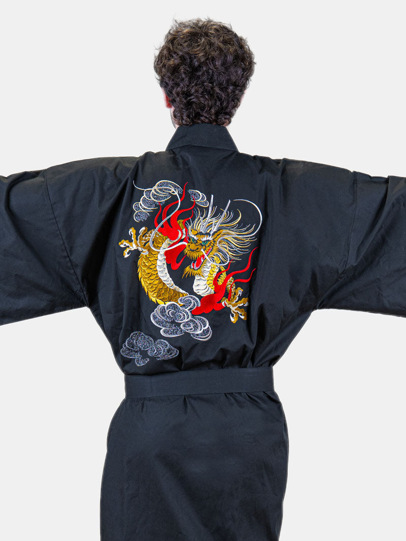 Kimono Happi Homme Oversize Broderie Dragon