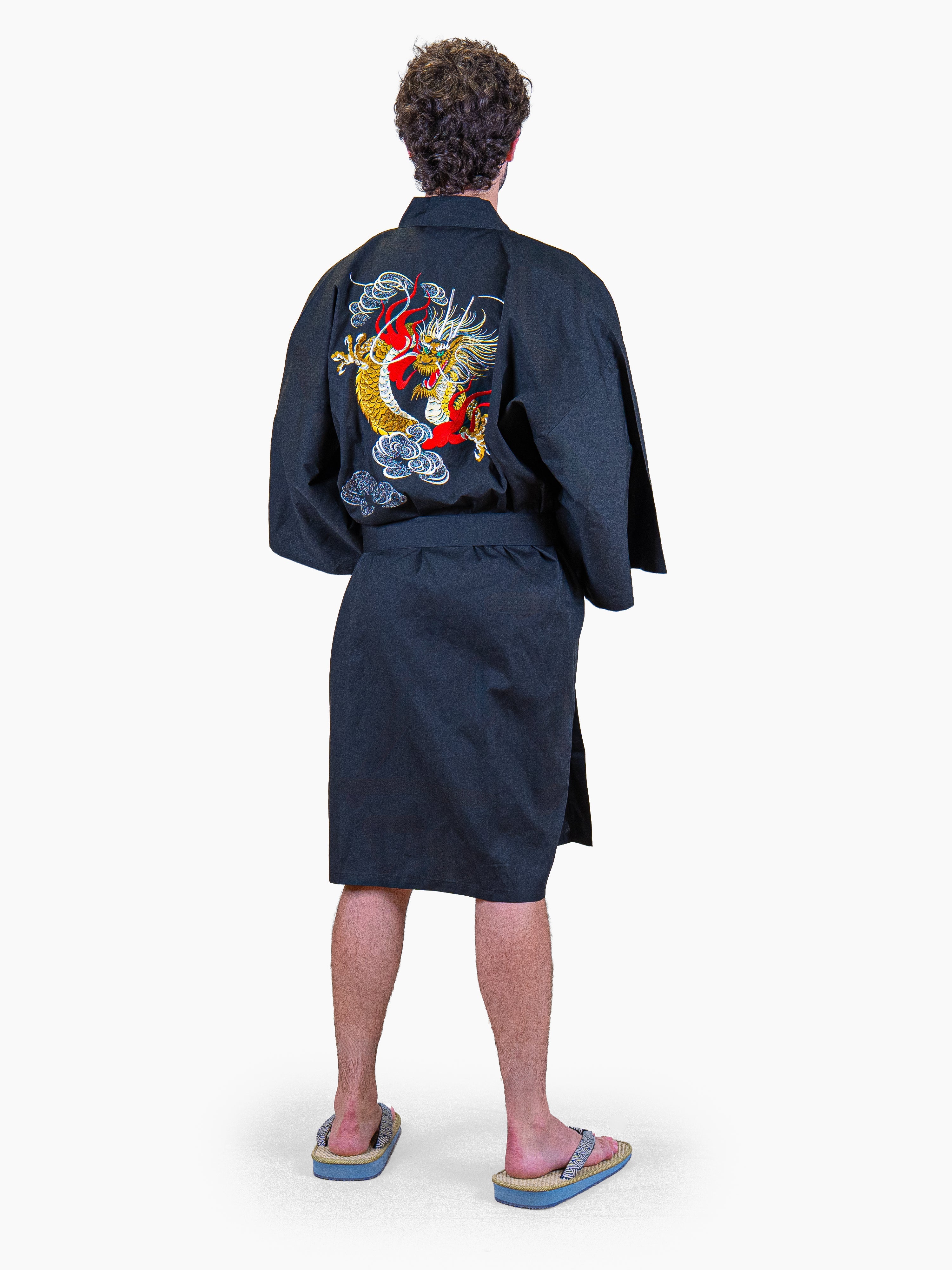 Kimono Happi Homme Oversize Broderie Dragon