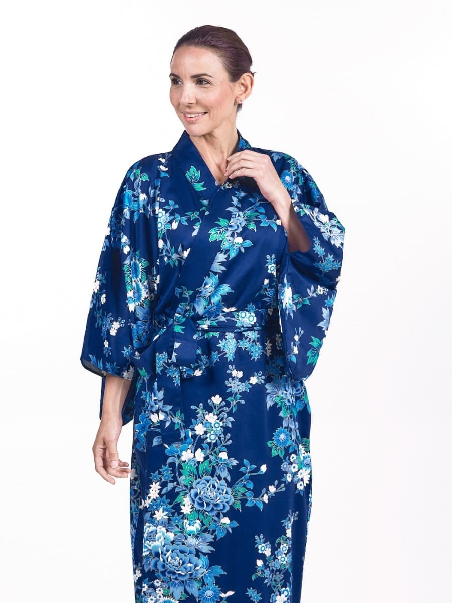 Kimono Japonais Femme Bleu Hana - Taille unique