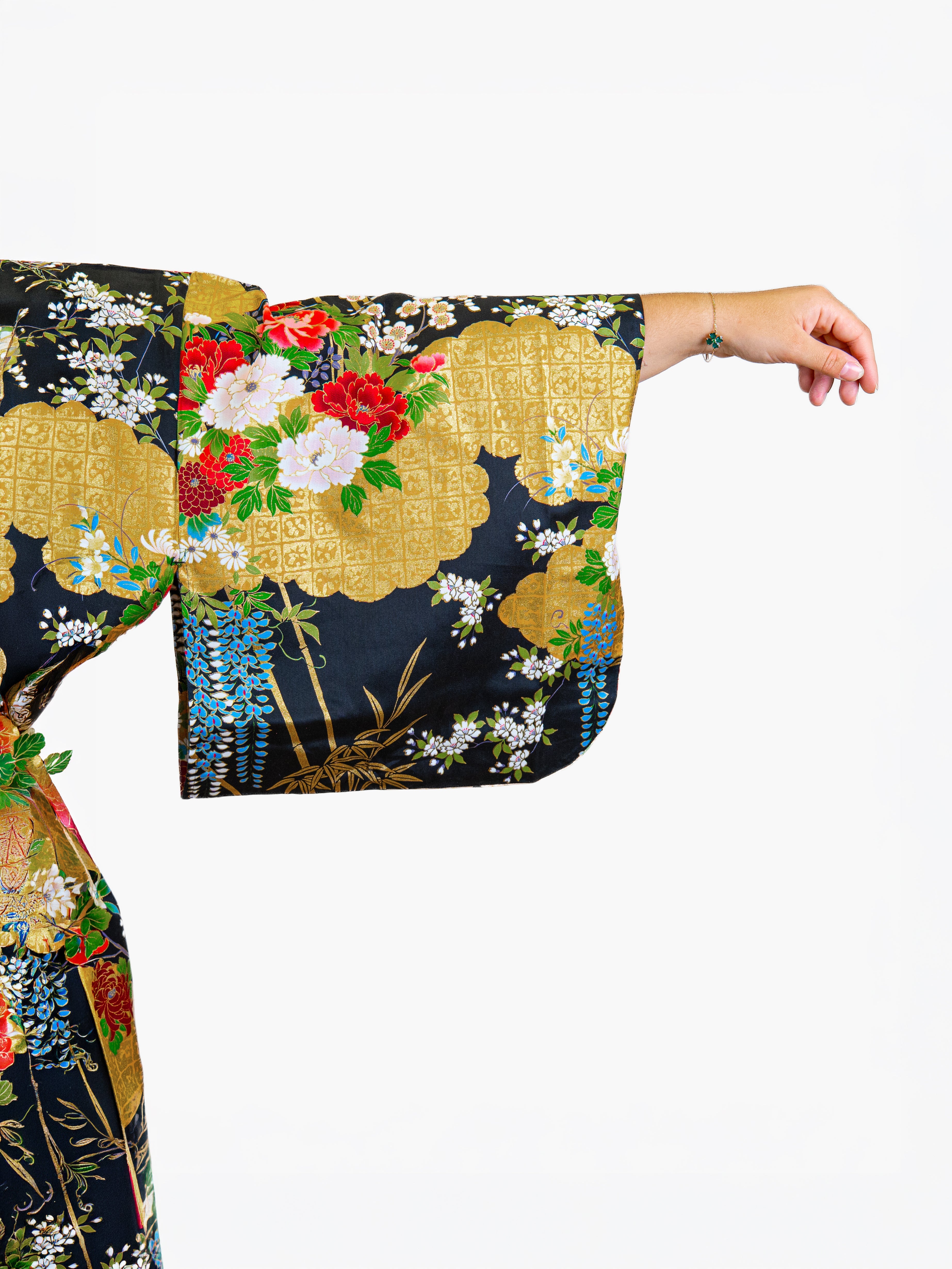 Kimono Japonais Femme Botan Doré