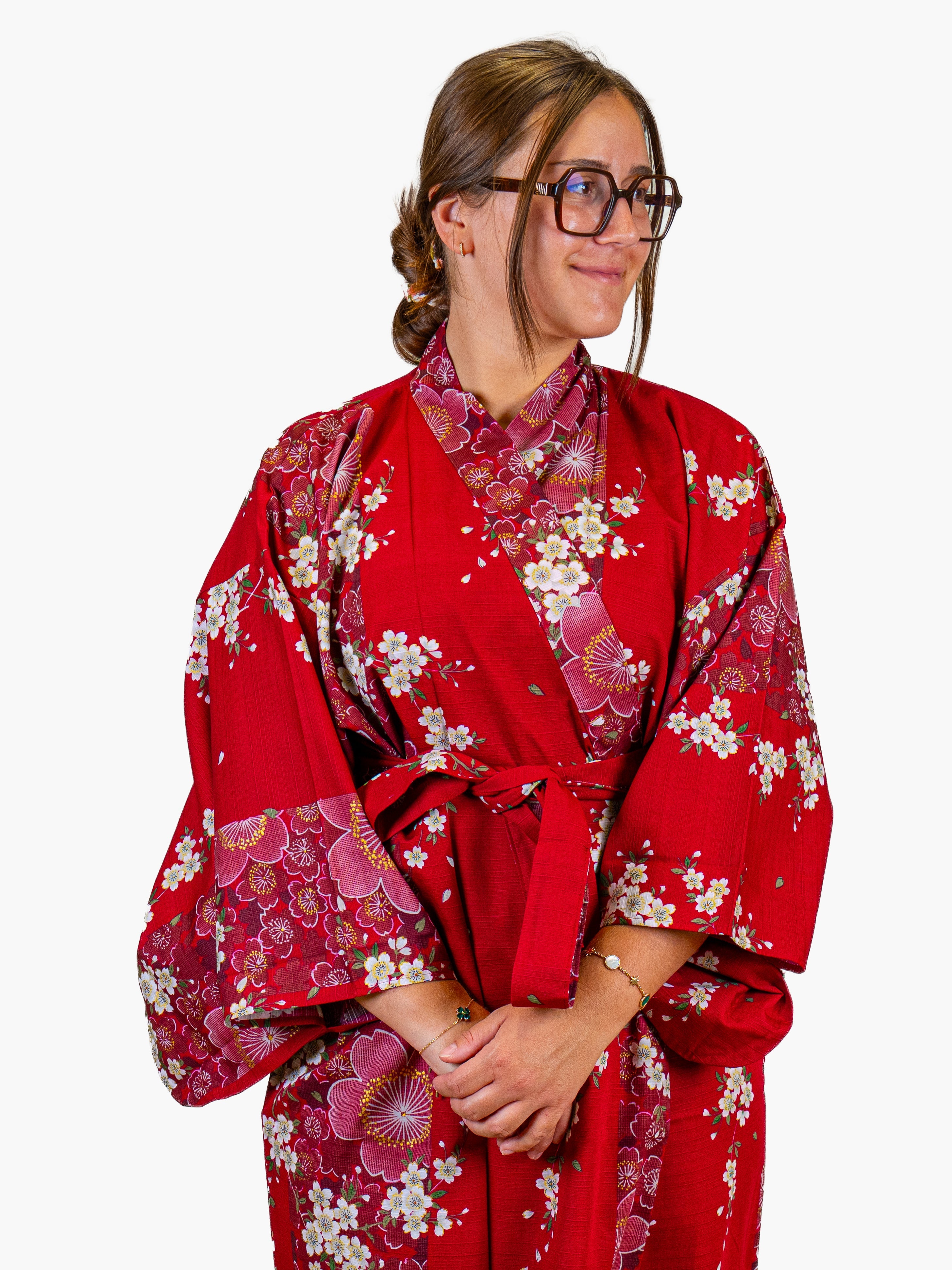 Kimono Japonais Femme Rouge Sakura