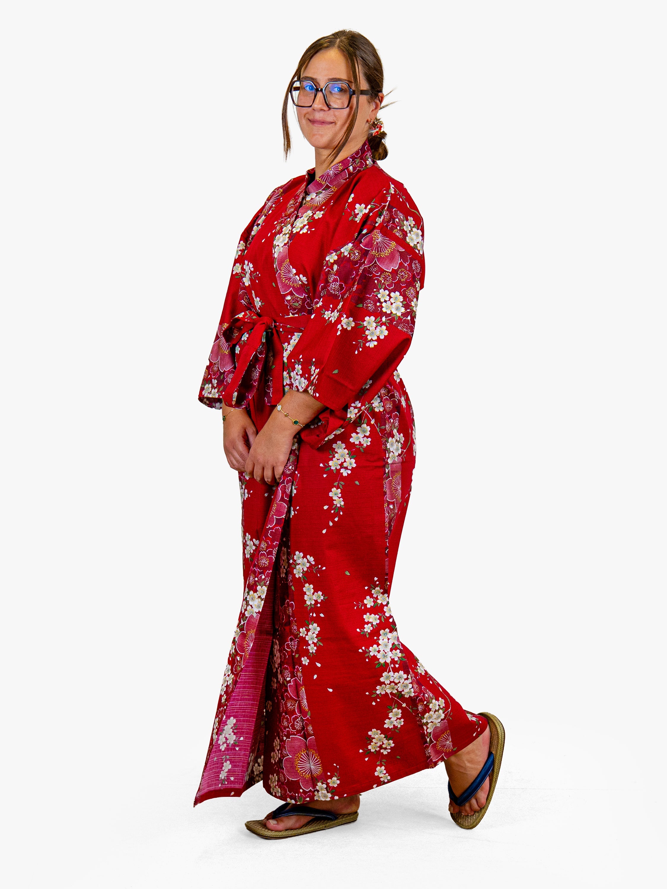 Kimono Japonais Femme Rouge Sakura
