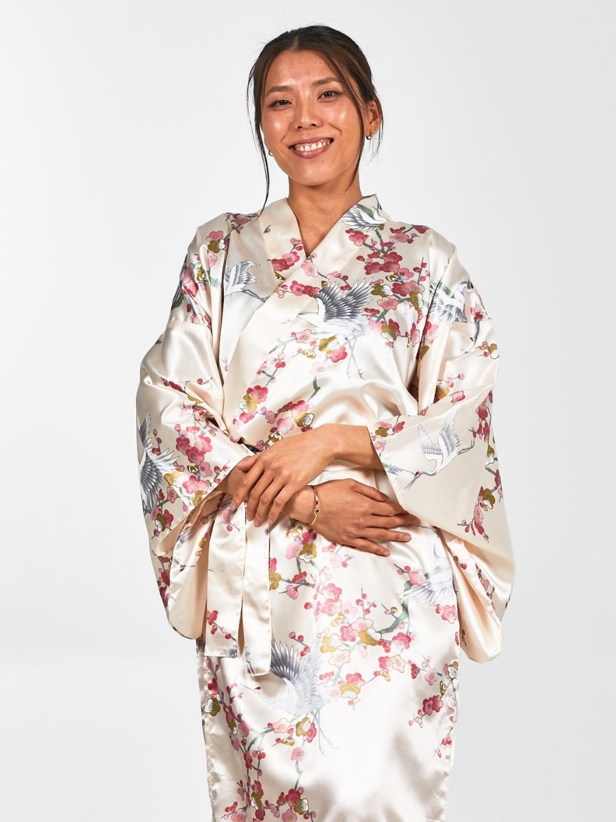 Kimono Japonais Femme Ume to Tsuru - Taille unique