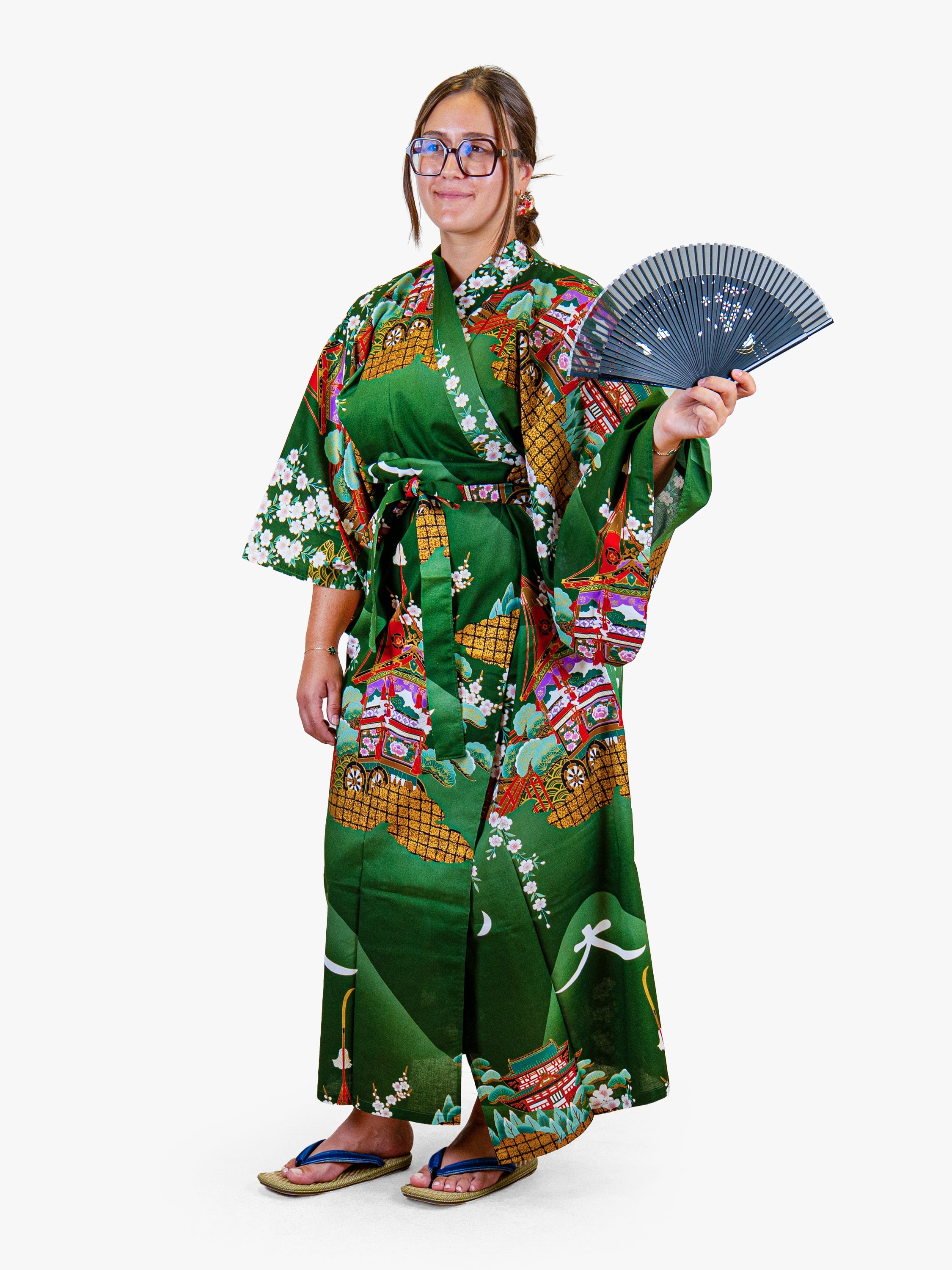 Kimono Japonais Femme Vert Guruma