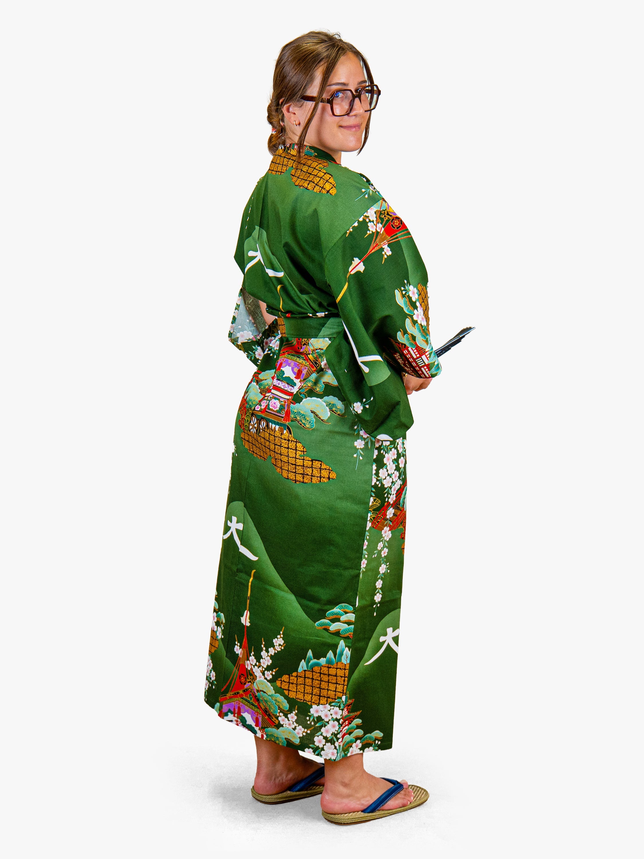 Kimono Japonais Femme Vert Guruma