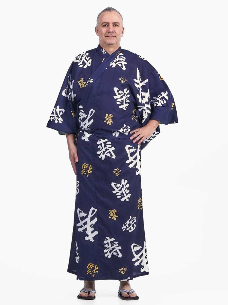 Kimono Yukata Homme Kotobuki - S
